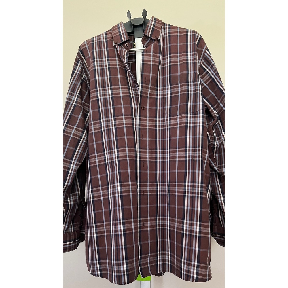 Work n Sport Mens Plaid Button Down Shirt 📍Lot of 2📍Red Brown XLT Long Sleeve - Picture 3 of 11